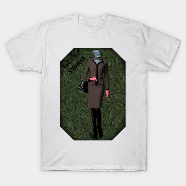 Green lady pigeon T-Shirt by FaceTheStrange